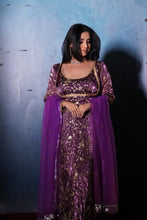 Anaash Purple Viscose Sequins Work Anarkali With Dupatta Butti Work With Border.