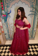 STELLA - Maroon lehenga handcrafted in cutdana sequin and Pearl work with Matching blouse and Dupatta