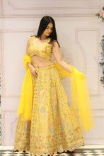 Kalista - This Sunshine Yellow Lehenga With Intricate Embroidery .