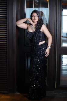 Black Sequin Glamour Draped Saree