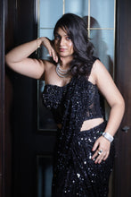 Black Sequin Glamour Draped Saree
