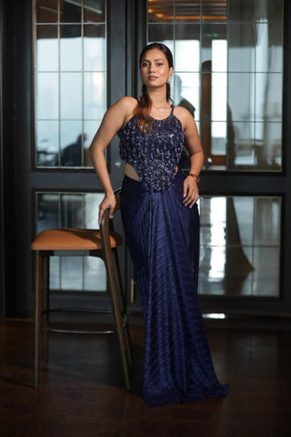 Midnight Glam Embellished Draped Skirt