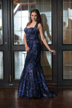 Dazzling Blue Sequin Fishcut Skirt with Halter Corset
