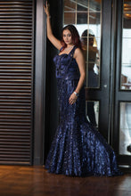 Dazzling Blue Sequin Fishcut Skirt with Halter Corset