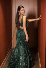 Emerald Green Sequin Fishcut Skirt Set