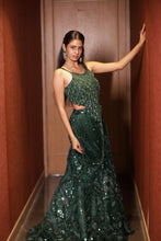 Emerald Green Sequin Fishcut Skirt Set
