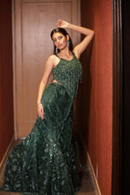 Emerald Green Sequin Fishcut Skirt Set