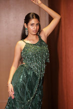Emerald Green Sequin Fishcut Skirt Set