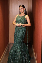 Emerald Green Sequin Fishcut Skirt Set