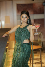 Emerald Green Sequin Fishcut Skirt Set
