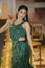 Emerald Green Sequin Fishcut Skirt Set