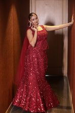 Maroon Sequin Corset Top with Fishcut Lehenga Skirt Set