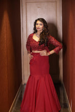 Ruby Radiance Embellished Mermaid Skirt with Jacket