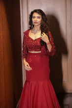 Ruby Radiance Embellished Mermaid Skirt with Jacket