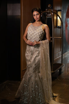 Silver Champagne Sequin Designer Lehenga