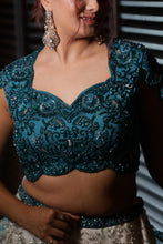 Teal Blue Ombre Embroidered Bridal Lehenga Choli