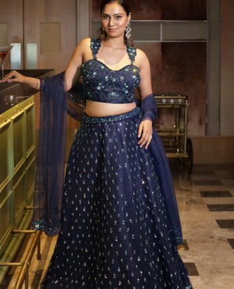 Midnight Royale Sequin Lehenga Set