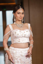 Ombre Blush Pink Pearl Embroidered Bridal Lehenga
