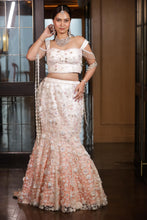 Ombre Blush Pink Pearl Embroidered Bridal Lehenga