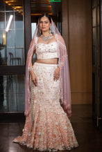 Ombre Blush Pink Pearl Embroidered Bridal Lehenga