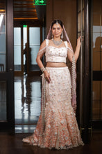 Ombre Blush Pink Pearl Embroidered Bridal Lehenga