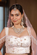 Ombre Blush Pink Pearl Embroidered Bridal Lehenga