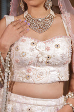 Ombre Blush Pink Pearl Embroidered Bridal Lehenga