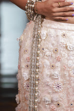 Ombre Blush Pink Pearl Embroidered Bridal Lehenga