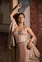 Dusky Rose Halter Neck Embellished Corset and Lehenga