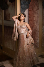 Dusky Rose Halter Neck Embellished Corset and Lehenga