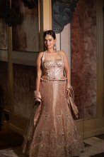 Dusky Rose Halter Neck Embellished Corset and Lehenga