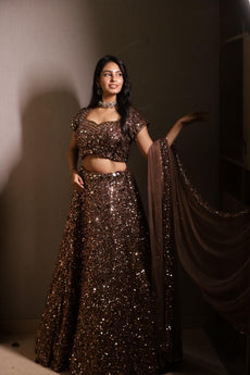 Chocolate Luxe Sequin Designer Lehenga