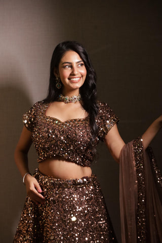 Chocolate Luxe Sequin Designer Lehenga