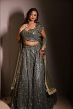 Silver Grey Sequin Embellished Designer Lehenga Choli Set