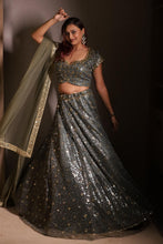 Silver Grey Sequin Embellished Designer Lehenga Choli Set