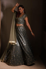 Silver Grey Sequin Embellished Designer Lehenga Choli Set