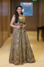 Olive Green Floral Embroidered Designer Lehenga Set