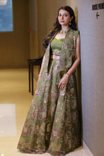 Olive Green Floral Embroidered Designer Lehenga Set