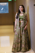 Olive Green Floral Embroidered Designer Lehenga Set