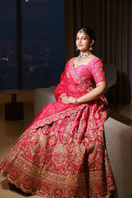 Ruby Red Bridal Lehenga with Heavy Embroidery & Dupatta
