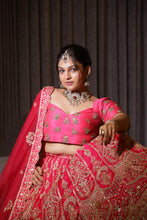 Ruby Red Bridal Lehenga with Heavy Embroidery & Dupatta