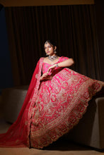 Ruby Red Bridal Lehenga with Heavy Embroidery & Dupatta