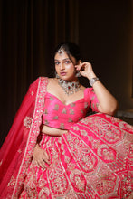 Ruby Red Bridal Lehenga with Heavy Embroidery & Dupatta