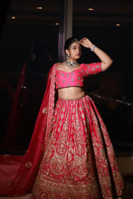 Ruby Red Bridal Lehenga with Heavy Embroidery & Dupatta