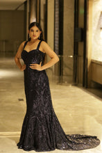 Midnight Majesty Embroidered Mermaid Gown