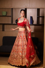 Regal Red Zari Embroidered Bridal Lehenga