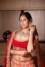 Regal Red Zari Embroidered Bridal Lehenga
