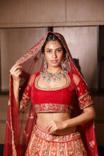 Regal Red Zari Embroidered Bridal Lehenga