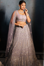 NORA- Lavender Pearlwork Net Readymade Lehenga