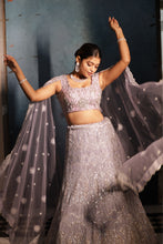 NORA- Lavender Pearlwork Net Readymade Lehenga